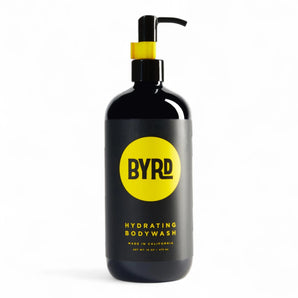 Phullcutz Byrd Hydrating Body Wash Tropical Coconut schwarze Flasche mit Pumpspender und gelbem Logo