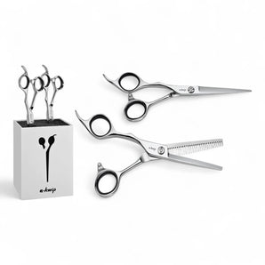 Phullcutz e-kwip Education Scheren-Set LEFT 5,5 Zoll mit Modellierschere und Werkzeugständer für präzises Haarschneiden…