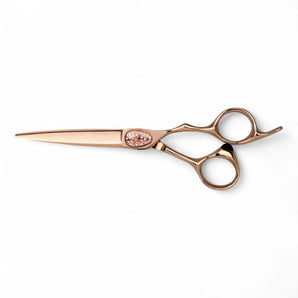 Phullcutz e-kwip+ Primus 60 Pink Gold Haarschere mit Strasssteinen am Scherenblatt für präzise Schnitte beim Haareschneiden