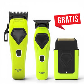 Phullcutz ROVRA Super Cut Set mit Haarschneider, Trimmer und Rasierer in leuchtendem Neongelb und Schwarz
