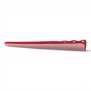 Phullcutz Y.S. Park Flex Schneidekamm Nr.254, ein roter Haarkamm aus hitzebeständigem Kunststoff mit konischer Zahnung und flexiblem Rücken.