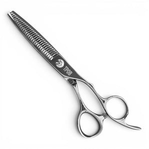 Phullcutz TPOB 6.0 Zoll Effilierschere aus japanischem 440C Stahl mit 28 Zähnen und ergonomischem Offset-Griff