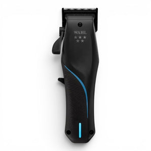 Schwarzer Wahl Vapor Haarschneider mit blauen Akzenten von vorne